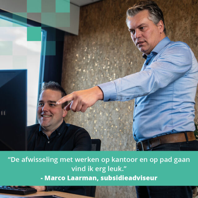 Marco gaat als subsidieadviseur gemiddeld twee keer per week op pad voor afspraken buiten de deur. Voor de rest werkt hij grotendeels op kantoor. Hij vertelt hierover:

"De afwisseling met werken op kantoor en op pad gaan vind ik erg leuk."

Benieuwd naar de werkzaamheden van Marco en hoe een gemiddelde dag eruit ziet? Lees hier zijn verhaal... 👉https://subvention.nl/verhalen/marco-laarman

#verhaal #werkenbij #subvention #werkenbijsubvention #subsidie #subsidieadviseur